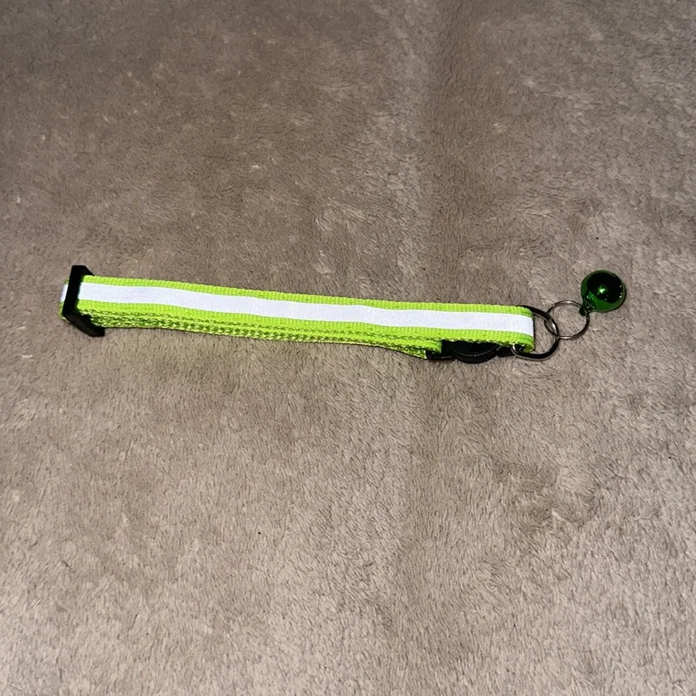 Green reflective adult cat breakaway collar with bell New